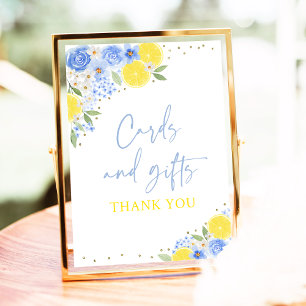 Poster Chá de panela Blue Floral Lemon Cards & Gifts