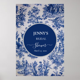 Poster Chá de panela Branco e Azul de Jouy