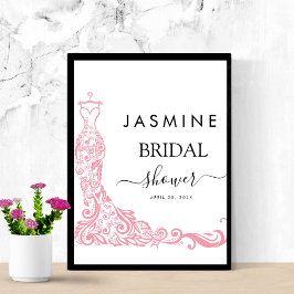 Poster Chá de panela branco e rosa elegante