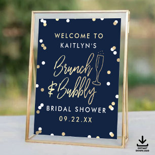 Poster Chá de panela Brunch e Bubble Confetti Bem-vindo