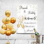 Poster Chá de panela bubble brunch bem vindo<br><div class="desc">Para um brunch de Chá de panela. Bolhas e duas flautas. Texto: Brunch & Bubble,  Bem-vindo a. Personalize e adicione um nome.</div>