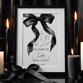 Poster Chá de panela Chic Black Tying Knot Bem-vindo
