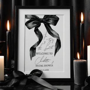 Poster Chá de panela Chic Black Tying Knot Bem-vindo