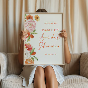 Poster Chá de panela Citrus Floral de Boas-vindas