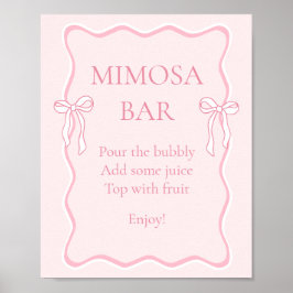 Poster Chá de Panela com Bar de Mimosa da Pink Bow Tying 