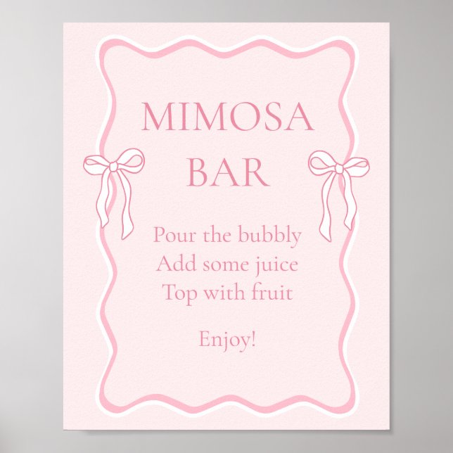 Poster Chá de Panela com Bar de Mimosa da Pink Bow Tying  (Frente)