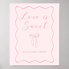 Poster Chá de Panela com Laço Rosa O Amor é Doce Favor