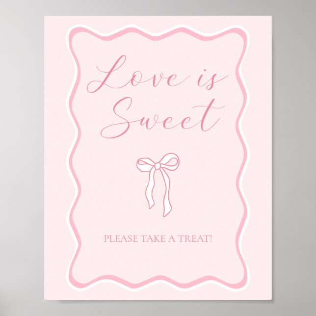Poster Chá de Panela com Laço Rosa O Amor é Doce Favor (Frente)