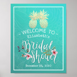 Poster Chá de panela de boas-vindas Casal Dourado de abac