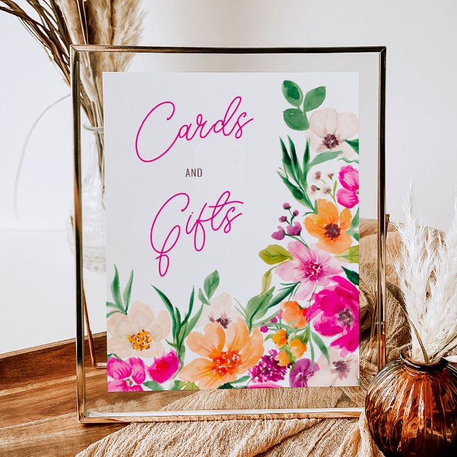 Poster Chá de panela de boas-vindas de flores corajosas (Bright bold wild flowers welcome bridal shower poster)