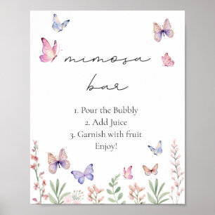 Poster Chá de panela de Borboletas Modernas Mimosa