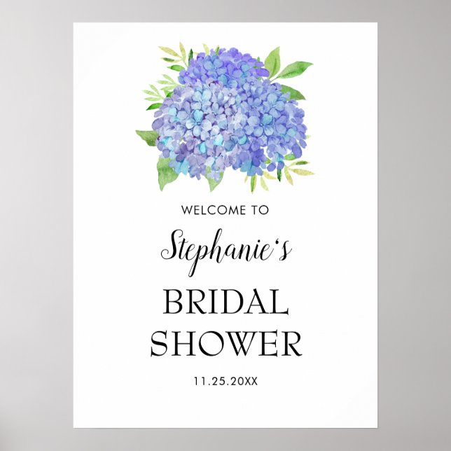 Poster Chá de panela de Buquê Roxo Hydrangea (Frente)