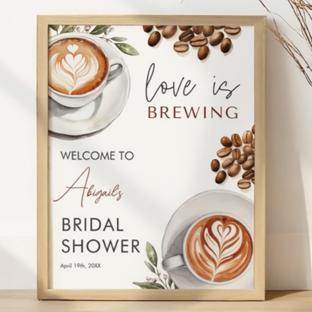 Poster Chá de panela de café - 16x20 bem-vindo (Coffee Bridal Shower - 16x20 Welcome Poster
)