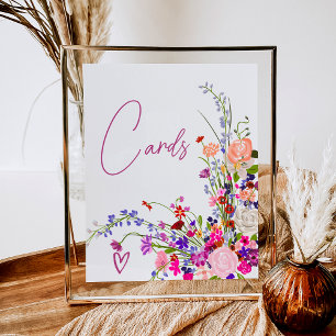 Poster Chá de panela de cartões de script de flores selva