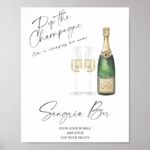 Poster chá de panela de champanhe - bar de sangria