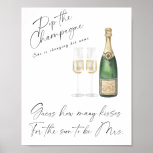 Poster Chá de panela de champanhe - quantos beijos jogam