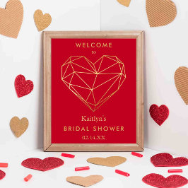 Poster Chá de panela de Dia de os namorados cardíaco geom