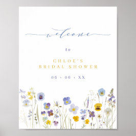 Poster Chá de panela de Flores Selvagens Azul e Amarelo B