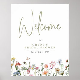 Poster Chá de panela de flores selvagens bem-vindo