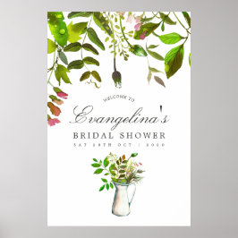 Poster Chá de panela de Folhagem de Primavera de Aquarela