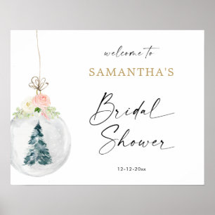 Poster Chá de panela de inverno, cor-de-rosa, sinal de bo