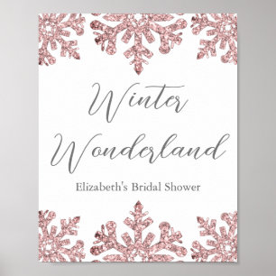 Poster Chá de panela de inverno Dourado Floco de neve Ros