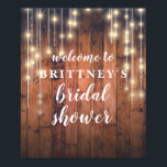 Poster Chá de panela de Luzes de Corda de Madeira Russa B<br><div class="desc">O fundo da madeira de cereja e as luzes de cordas neste design são tão ricos e lindos; é perfeito para um chá de panela rústico.</div>