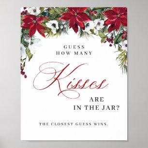 Poster Chá de panela de Natal Elegante da Poinsettia Verm