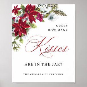 Poster Chá de panela de Natal Elegante da Poinsettia Verm