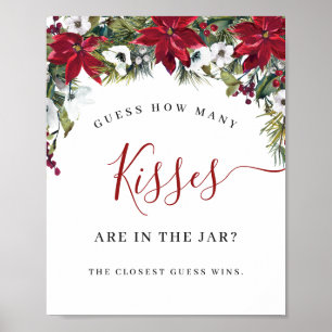 Poster Chá de panela de Natal Elegante da Poinsettia Verm
