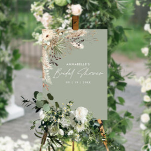 Poster Chá de panela de orçamento pampas de erva elegante