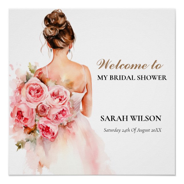 Póster Chá de panela de Palhaço Rosa de Casamento de Aqua (Frente)