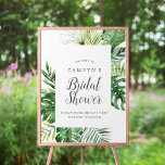 Poster Chá de panela de Palma Tropical Selvagem Bem-vindo<br><div class="desc">Este poster de boas-vindas do chá de panela de palma tropical selvagem é perfeito para um chá de casamento de tema de praia. A design apresenta um conjunto exótico de folhas de palmeiras de banana-d'água verde, samambaias, folhagem, plantas botânicas e verde para uma sensação tropical de verão. Personalize o poster...</div>