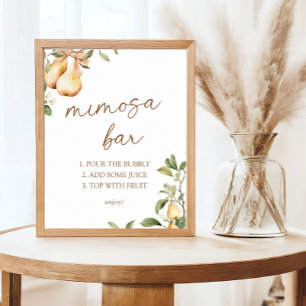 Poster Chá de panela de pera floral com aquarela Bar Mimo