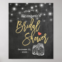 Póster Chá de panela de quadro chalkboard Mason Jar Light