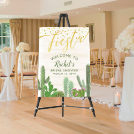 Poster Chá de panela de Script Dourado Fiesta Cactus Welc