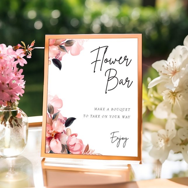 Poster Chá de panela de Sinal de Bar de Flor Prosecco (Criador carregado)