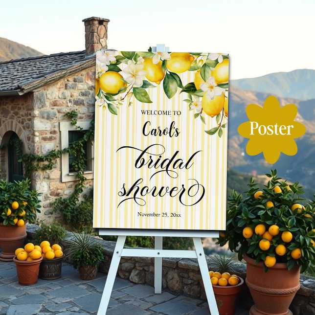 Poster Chá de panela de Verão do Lemon Branch Mediterrâni (Criador carregado)