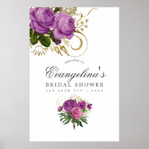 Poster Chá de panela de vídeo roxo e Dourado