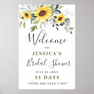 Poster Chá de panela Eucalyptus Sunflower Elegante