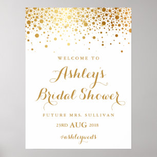 Póster Chá de panela Faux Gold Foil Confetti