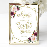 Poster Chá de panela Floral Blush Burgundy Bem-vindo<br><div class="desc">Flórida de borboleta branca, sinal geométrico de boas-vindas. Excelente para um chá de panela com tema floral. Fácil de personalizar com seus detalhes. Entre em contato comigo via chat se tiver perguntas sobre o trabalho de arte ou precisar de personalização. NOTA: para obter assistência sobre pedidos, envio, informações sobre produtos,...</div>