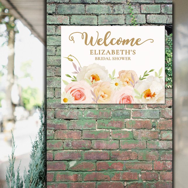 Poster Chá de panela Floral Chic Blush Bem-vindo (Blush floral bridal shower Welcome sign poster - INSTANT DOWNLOAD and/or PRINTED)