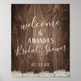 Poster Chá de panela Floral de Ar Rustic Baby bem-vindo