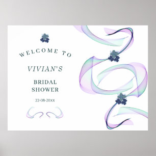 Poster Chá de panela Floral de Fé Roxo Bem-vindo