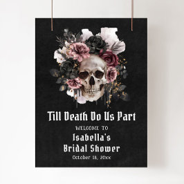 Poster Chá de panela Floral de Halloween Negro Bem-vindo