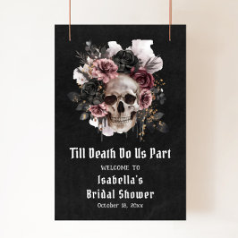 Poster Chá de panela Floral de Halloween Negro Bem-vindo