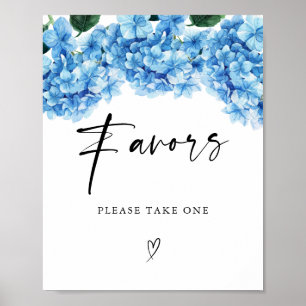 Poster Chá de panela Floral de Hydrangea Azul Favoritos