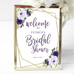 Poster Chá de panela Floral Dourado Roxo Bem-vindo<br><div class="desc">Linda placa floral de ouro roxo para chá de panela. Fácil de personalizar com seus detalhes. Excelente para chás de panela com formato roxo ou floral. Entre em contato comigo via chat se tiver perguntas sobre o trabalho de arte ou precisar de personalização. NOTA: para obter assistência sobre pedidos, envio,...</div>