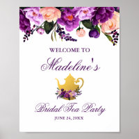 Chá de panela Floral Dourado Roxo - Boas-vindas